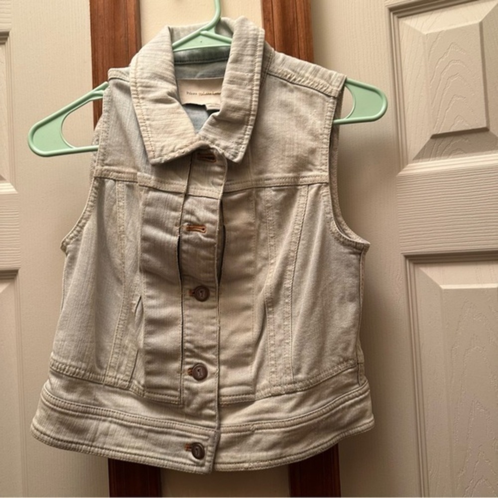 Anthropologie Pilcro and the Letterpress Distressed Denim Sleeveless Jacket